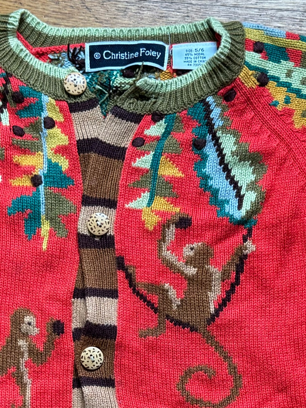 Christine Foley orange jungle theme sweater- kids